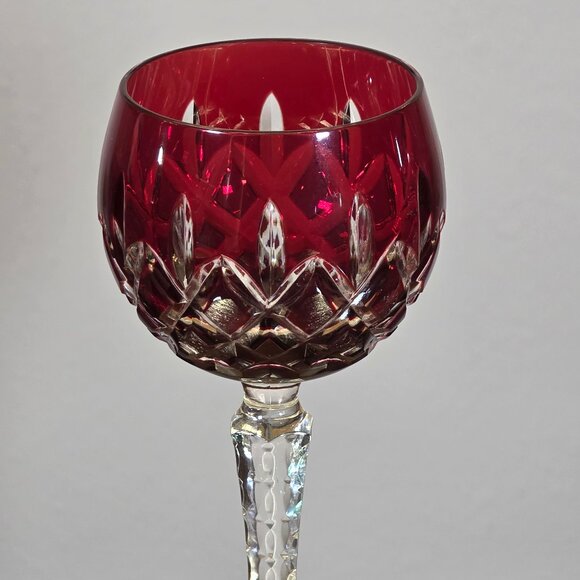 NEW AJKA ARABELLA SET 4 Cut Crystal Wine Goblets Stem Glass HUNGARY Hand Made - Picture 8 of 10
